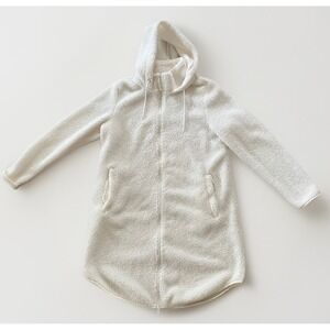 Aspen Fleece Teddy Bear Unlined Long Zip Front Hooded Jacket 37" Long Large